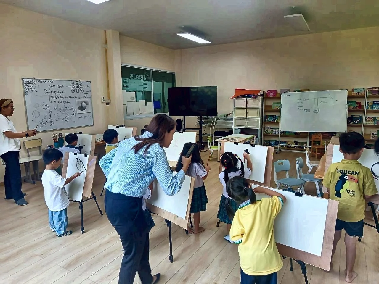 Students in an art class